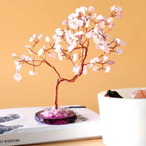 Crystal Tree - Rose Quartz on Pink Agate Base 100 gemstones - SHAMTAM.COM