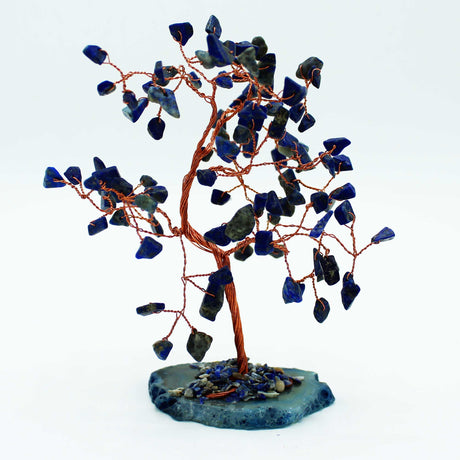 Crystal Tree - Sodalite on Blue Agate Base 100 gemstones - SHAMTAM.COM