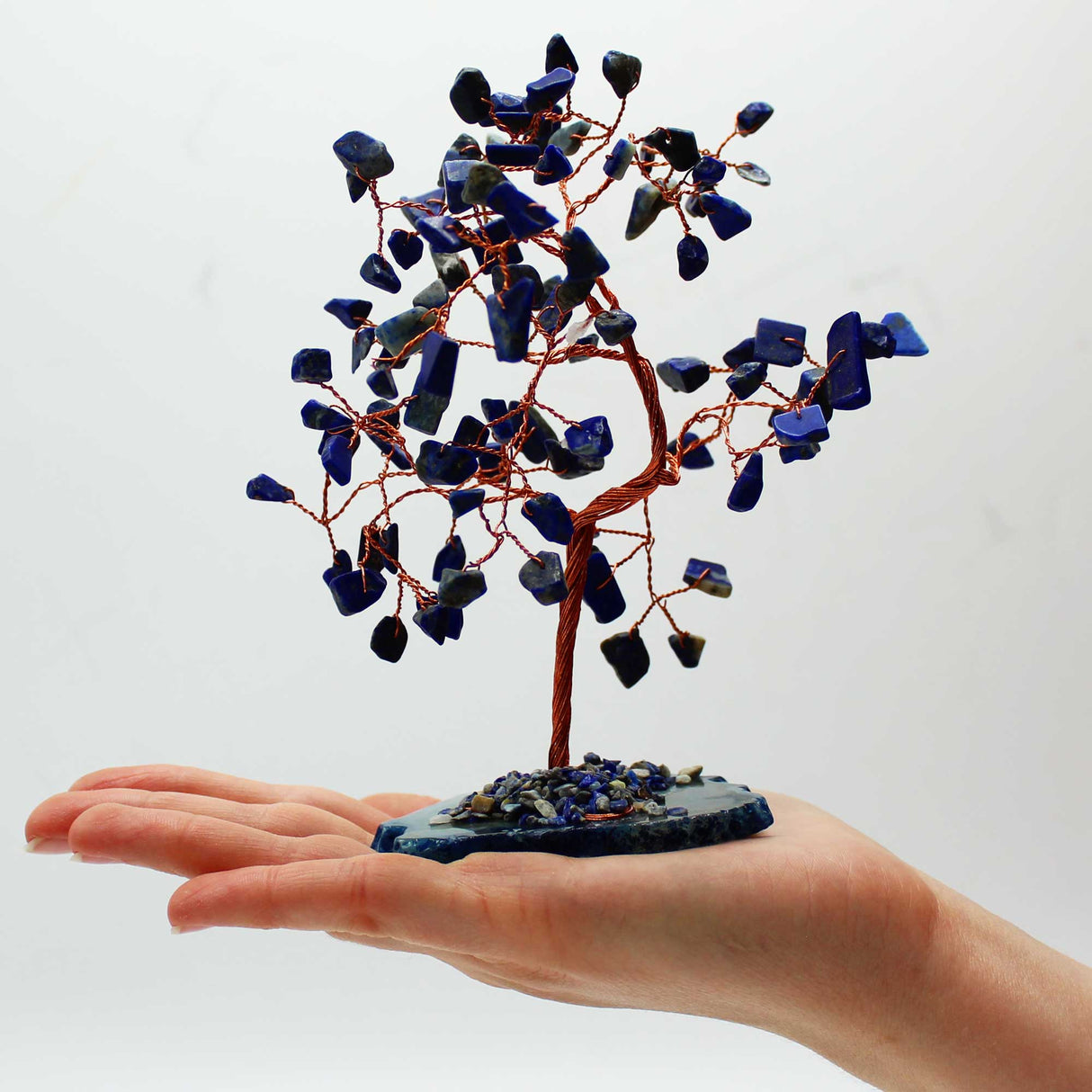 Crystal Tree - Sodalite on Blue Agate Base 100 gemstones - SHAMTAM.COM