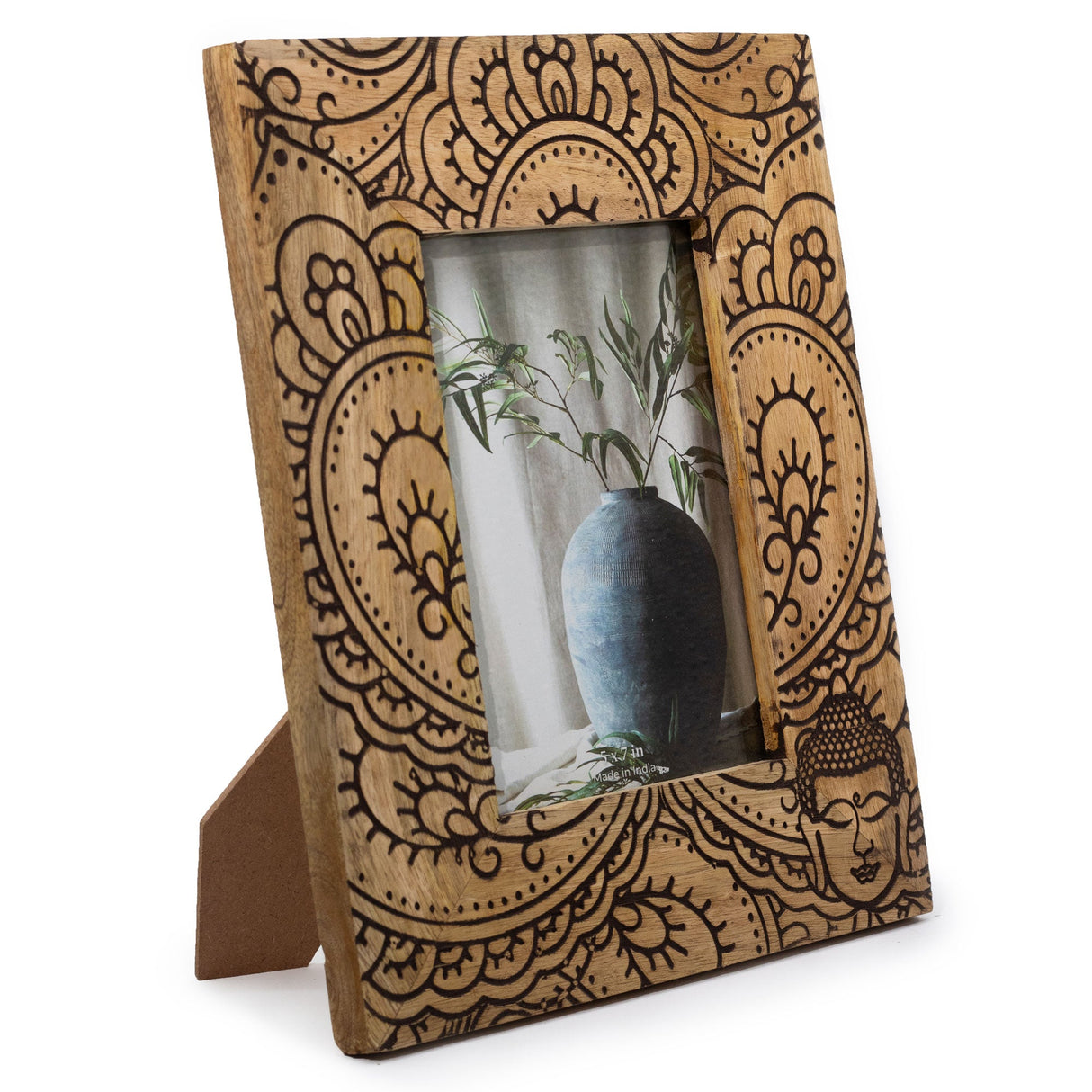 Lrg Mango Wood Picture Frame (for 13x18cm) 28x23x2cm - Buddha - Black - SHAMTAM.COM