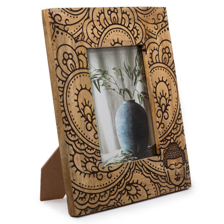 Lrg Mango Wood Picture Frame (for 13x18cm) 28x23x2cm - Buddha - Black - SHAMTAM.COM
