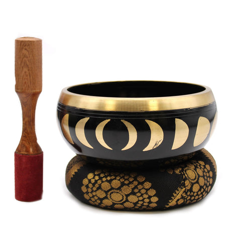 Singing Bowl Set - Moon Phase Black 14cm - SHAMTAM.COM