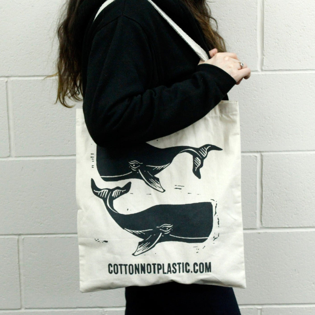 Tote Bag Natural 6oz Cotton Bag 38x42cm - WHALES - SHAMTAM.COM