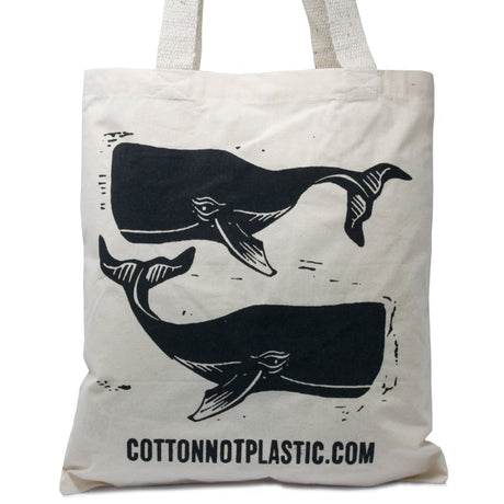 Tote Bag Natural 6oz Cotton Bag 38x42cm - WHALES - SHAMTAM.COM