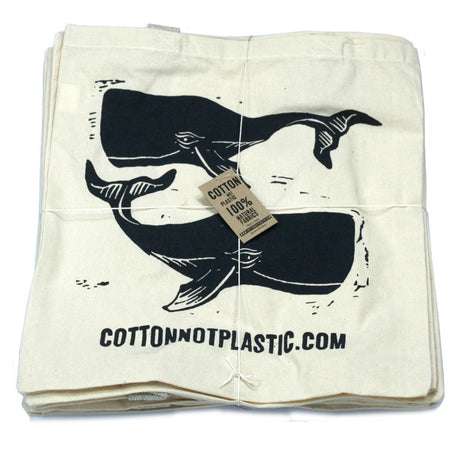 Tote Bag Natural 6oz Cotton Bag 38x42cm - WHALES - SHAMTAM.COM