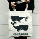 Tote Bag Natural 6oz Cotton Bag 38x42cm - WHALES - SHAMTAM.COM