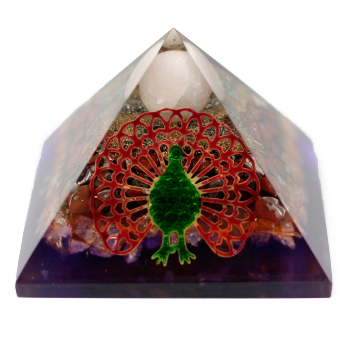 Orgonite Pyramid - Peacock Copper Gemstones Crystals 80mm - SHAMTAM.COM