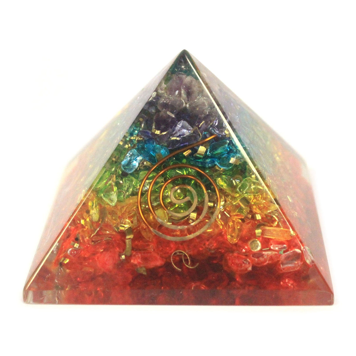 Orgonite Pyramid - Chakra Gemchips Copper Gemstones Crystals 70mm - SHAMTAM.COM