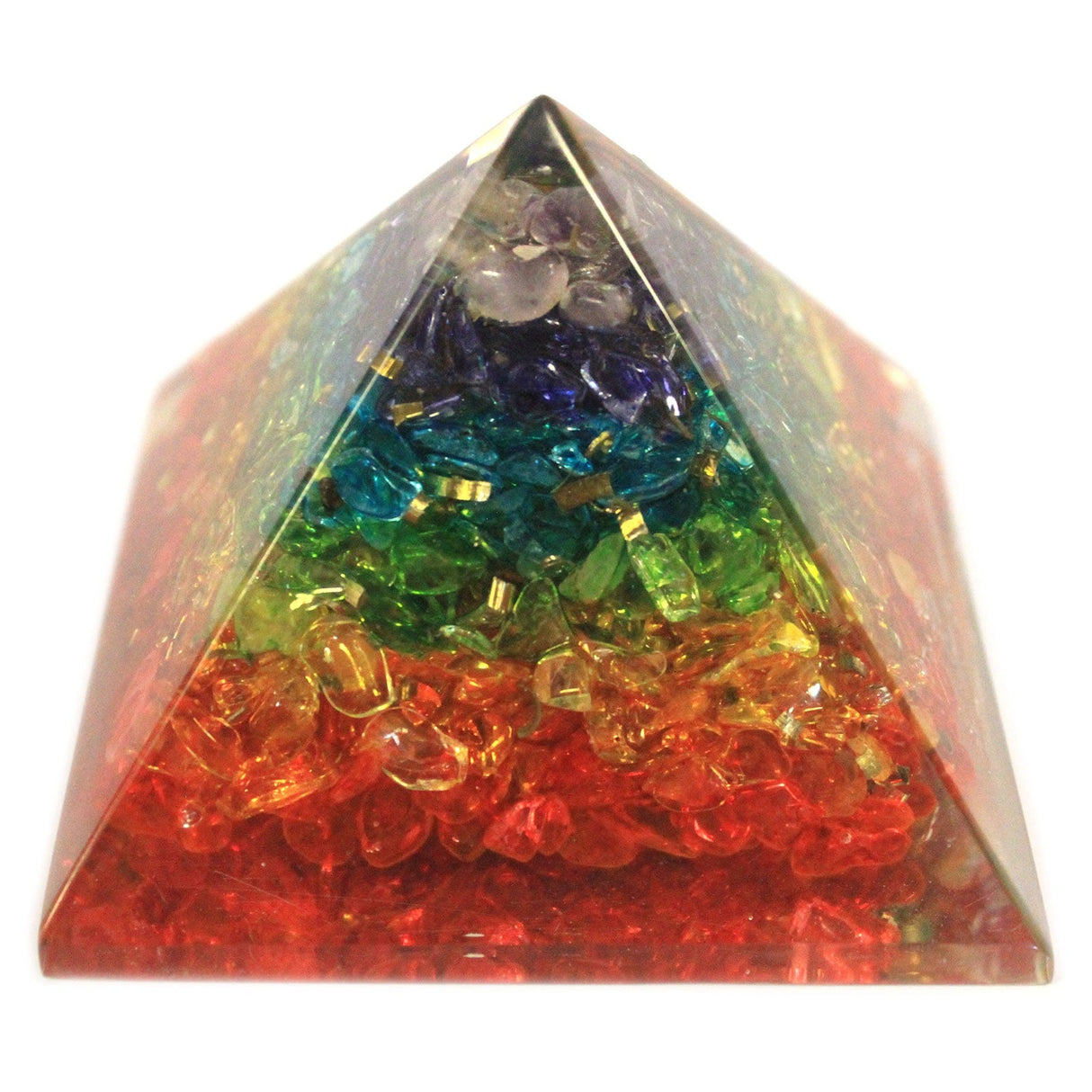 Orgonite Pyramid - Chakra Gemchips Copper Gemstones Crystals 70mm - SHAMTAM.COM