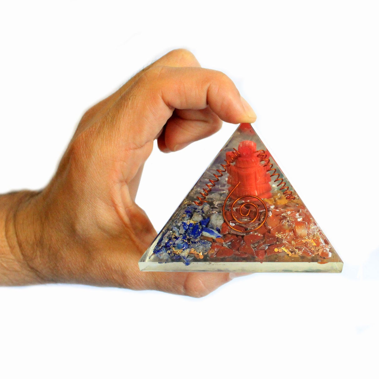 Orgonite Pyramid - Ganesh Copper Gemstones Crystals 70mm - SHAMTAM.COM