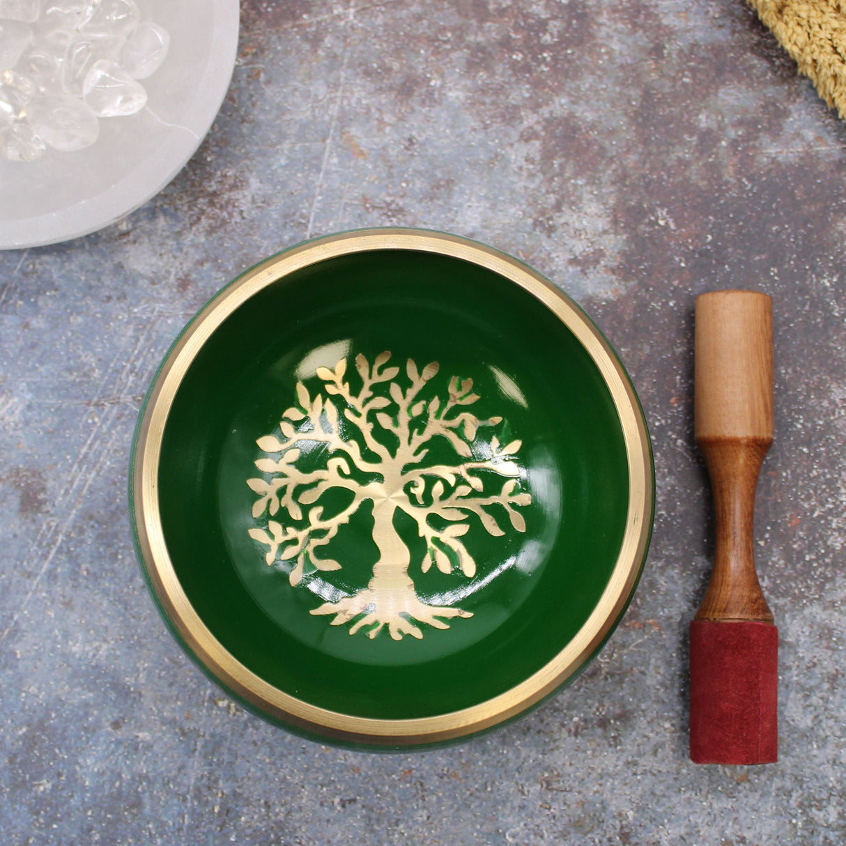 Singing Bowl Set - Tree of Life Green 14cm - SHAMTAM.COM