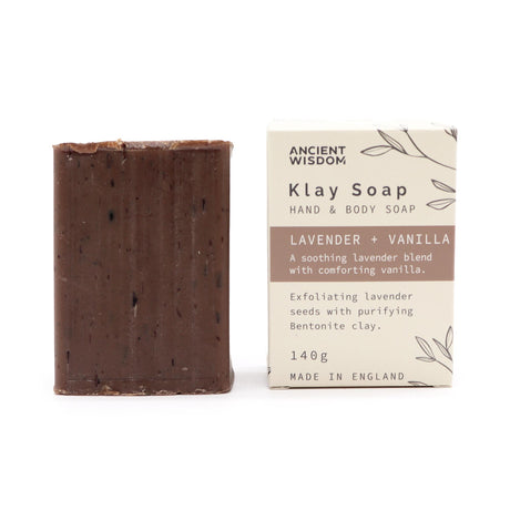 Luxurious Klay Soap with Lavender & Vanilla - Natural Vegan Cleanser with Bentonite Clay & Exfoliating Lavender Seeds - Made in UK - SHAMTAM.COM