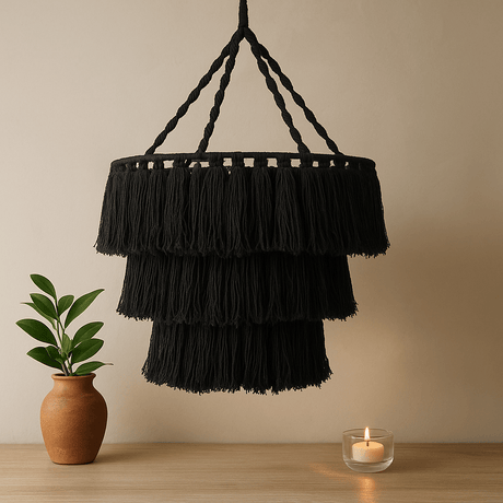 Macrame Chandelier - Black - SHAMTAM.COM