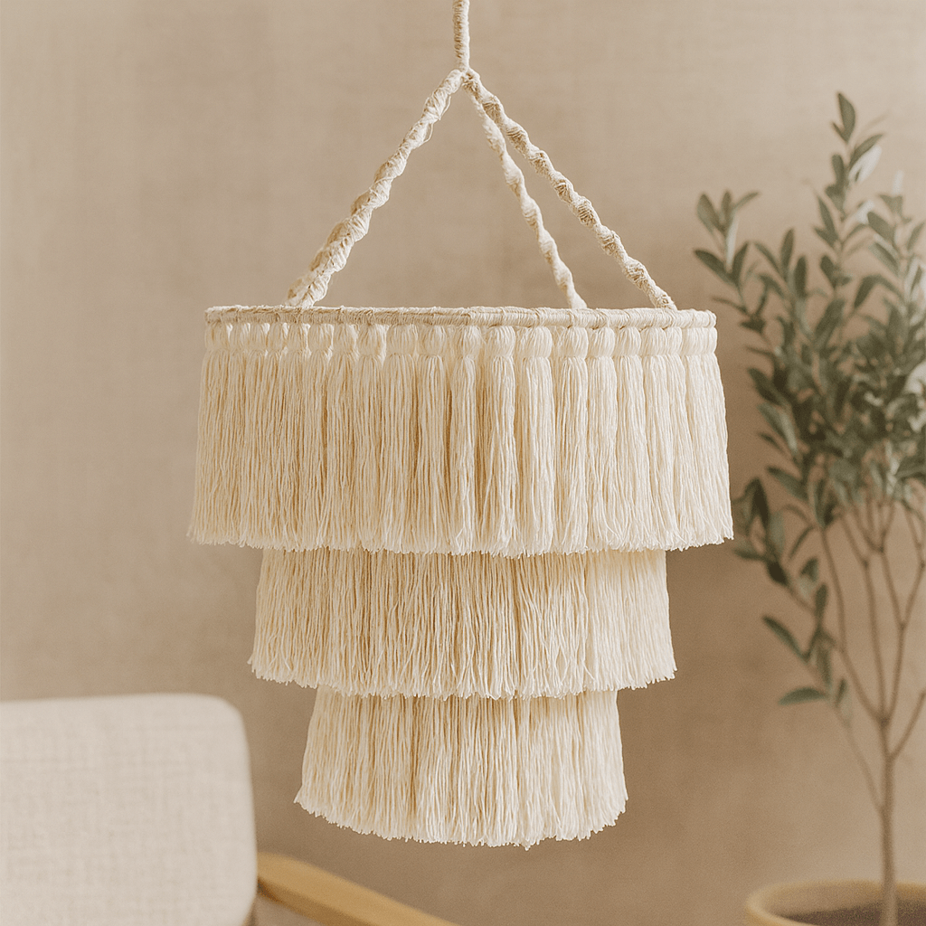 Macrame Chandelier, Natural - SHAMTAM.COM