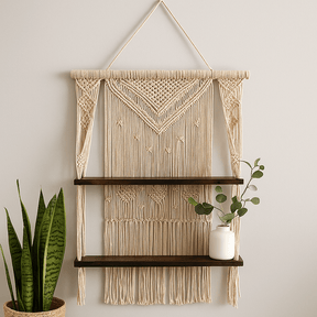 Macrame Hanging Shelves, Brown - SHAMTAM.COM