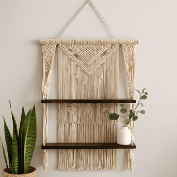 Macrame Hanging Shelves, Brown