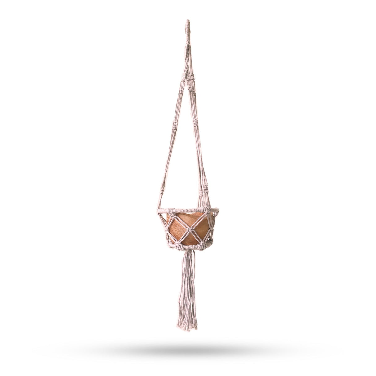 Macrame Pot Holder - Beige - Hooped 16cm - SHAMTAM.COM