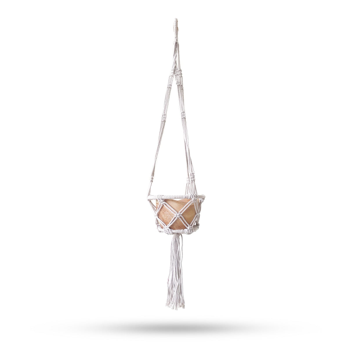 Macrame Pot Holder - Natural - Hooped 16cm - SHAMTAM.COM