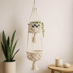 Macrame Plant Hanger For Two Pots - SHAMTAM.COM