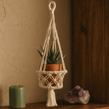Macrame Plant Hanger Single Small Pot