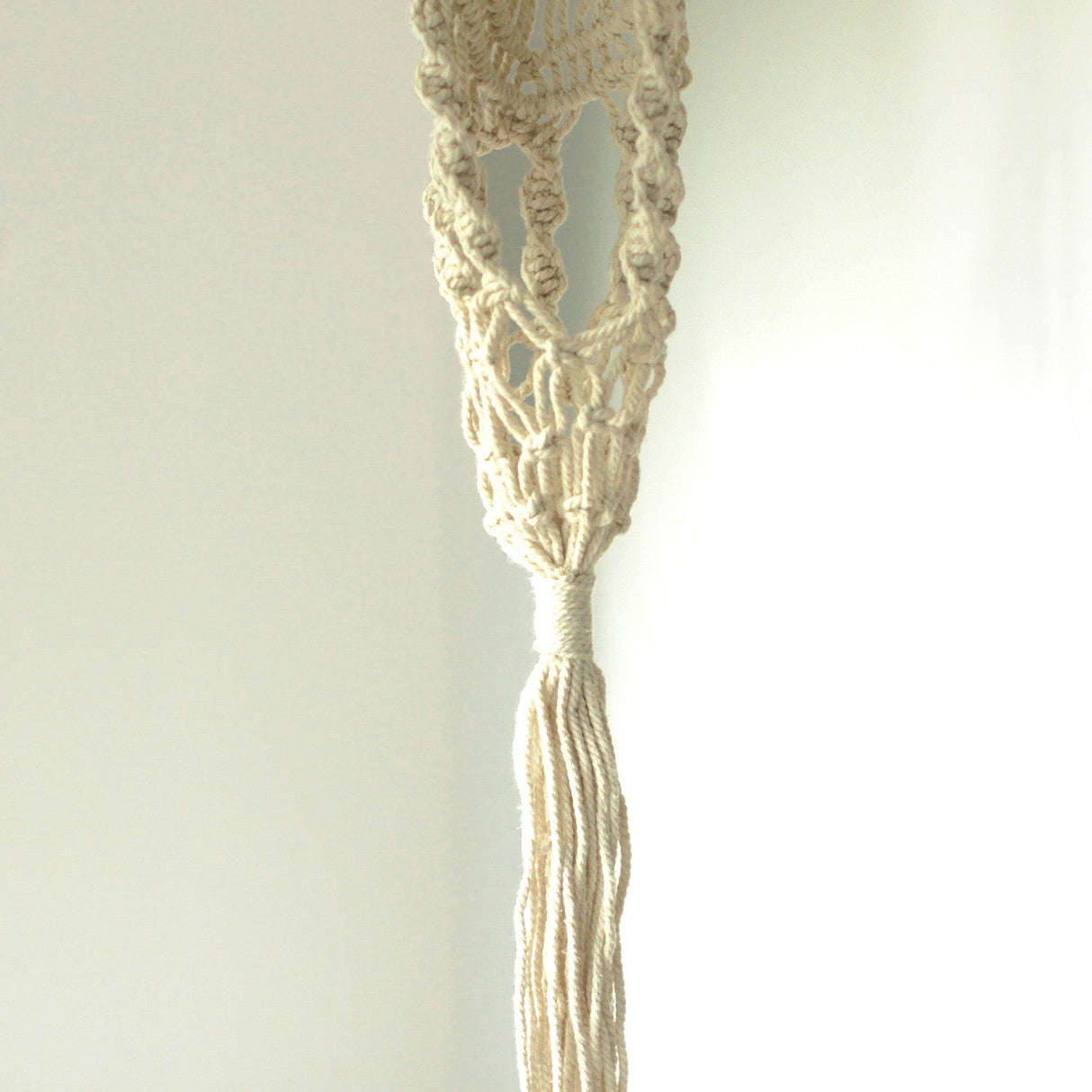 Macrame Pot Holder - Long With Ratten Hoop - SHAMTAM.COM