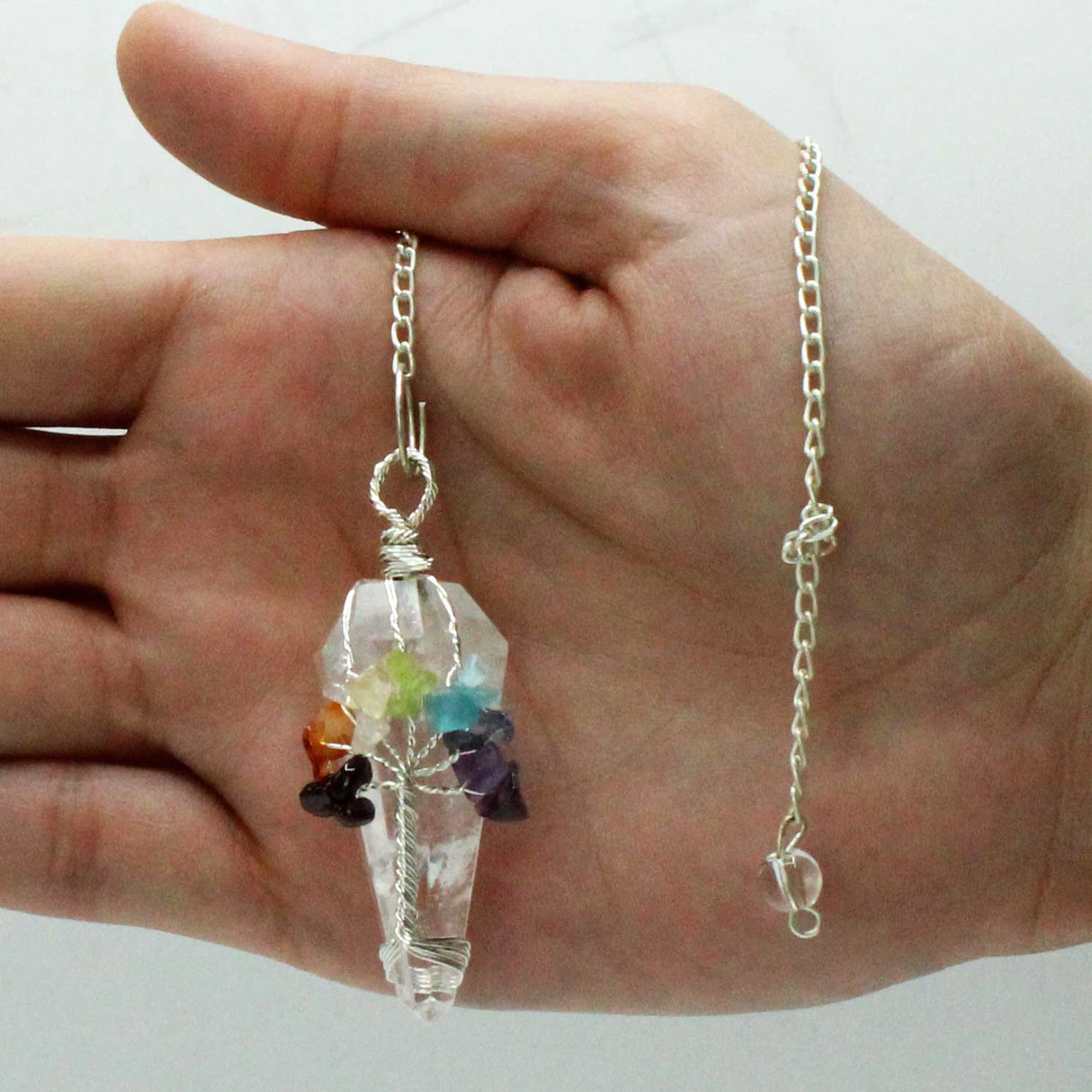 Rock Quartz Pendulum Seven Chakra Magic Crystal Gemstone - SHAMTAM.COM