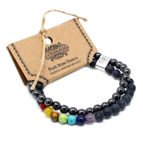 Black Stone Chakra Bracelet - Magnetic Gemstone Crystal - SHAMTAM.COM