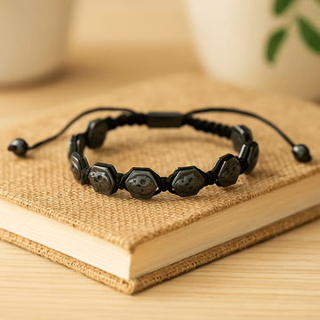 Bracelet magnétique en hématite Shamballa hexagones crânes