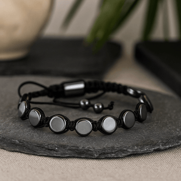 Magnetisk Hematit Shamballa Armbånd, Flade Runde Perler