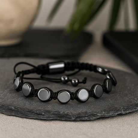 Magnetic Hematite Shamballa Bracelet, Flat Round Beads - SHAMTAM.COM