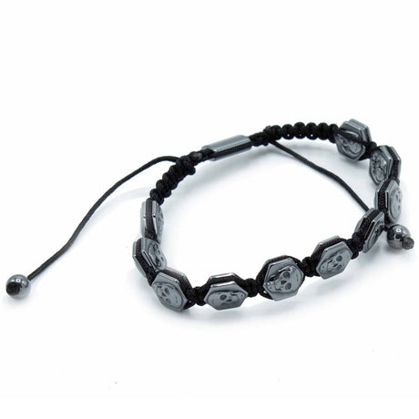 Magnetic Hematite Shamballa Bracelet - Hexagon Skulls - SHAMTAM.COM