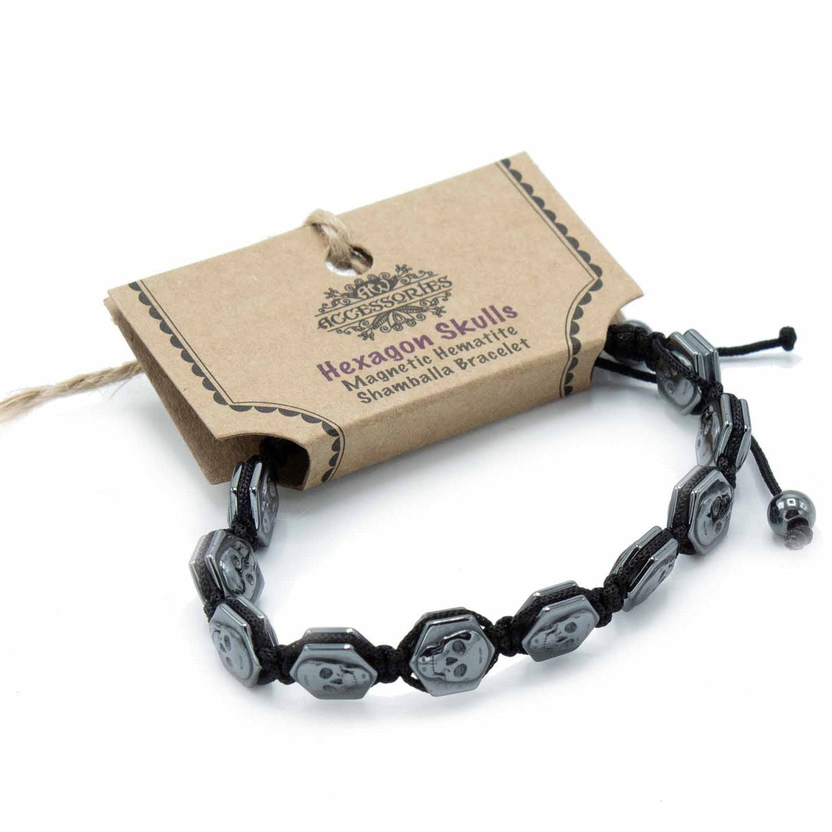 Magnetic Hematite Shamballa Bracelet - Hexagon Skulls - SHAMTAM.COM