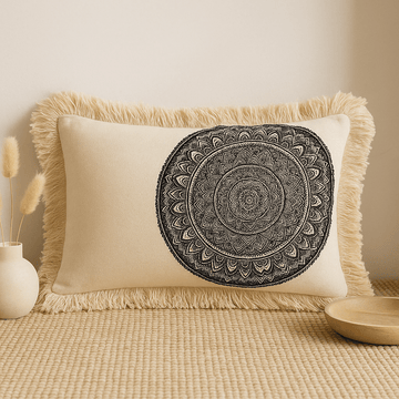 Mandala Kırlent Siyah 30x50cm