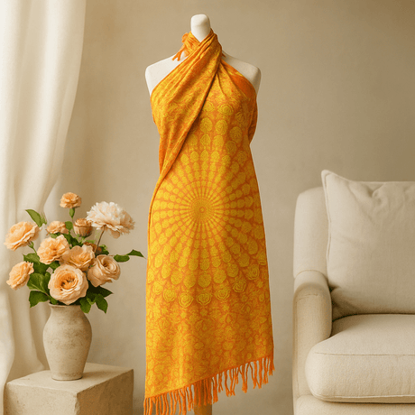 Mandala Sarong Lime Orange Rayon - SHAMTAM.COM