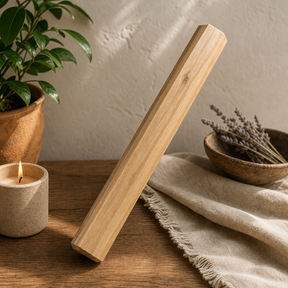 Manglid Wood Healing Rainstick - 50cm (3 minutes) — styled in a warm, naturally lit interior