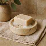 Marble Soap Dish, Honey Marble Round Flat - SHAMTAM.COM