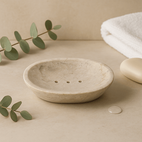 Marble Soap Dish, Oval Cream - SHAMTAM.COM
