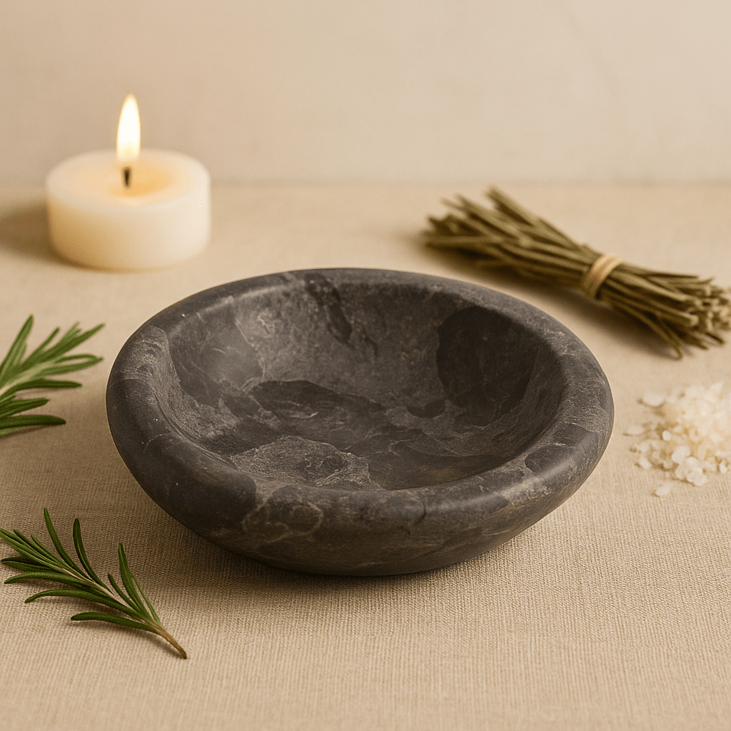Marble Soap Dish Tri - Oval Gray and Black - SHAMTAM.COM