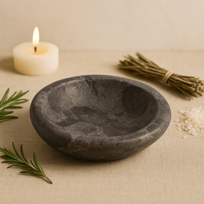 Marble Soap Dish Tri - Oval Gray and Black - SHAMTAM.COM