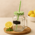 Mason Drinking Jar With Lid Straw Chalkboard, Green - SHAMTAM.COM
