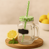 Mason Drinking Jar With Lid Straw Chalkboard, Green - SHAMTAM.COM