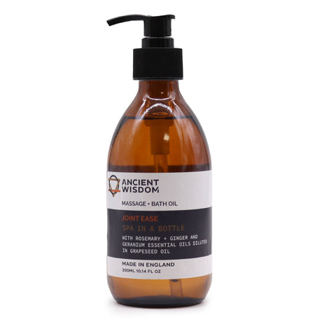Joint Ease Aromatherapy Massage & Bath Oil 300ml - Rosemary, Ginger & Geranium by Ancient Wisdom, Made in England - SHAMTAM.COM