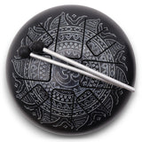 Med Hapi Drum Om Mandala Engraved Steel Tongue Drum - 22x15cm | Black Meditation Instrument with Mallets for Relaxation & Musical Performance - SHAMTAM.COM