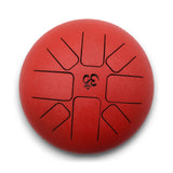 Med Hapi Drum Om Red - 22x16cm Steel Tongue Drum with Mallets - Textured Surface & Circular Tongue Design - SHAMTAM.COM