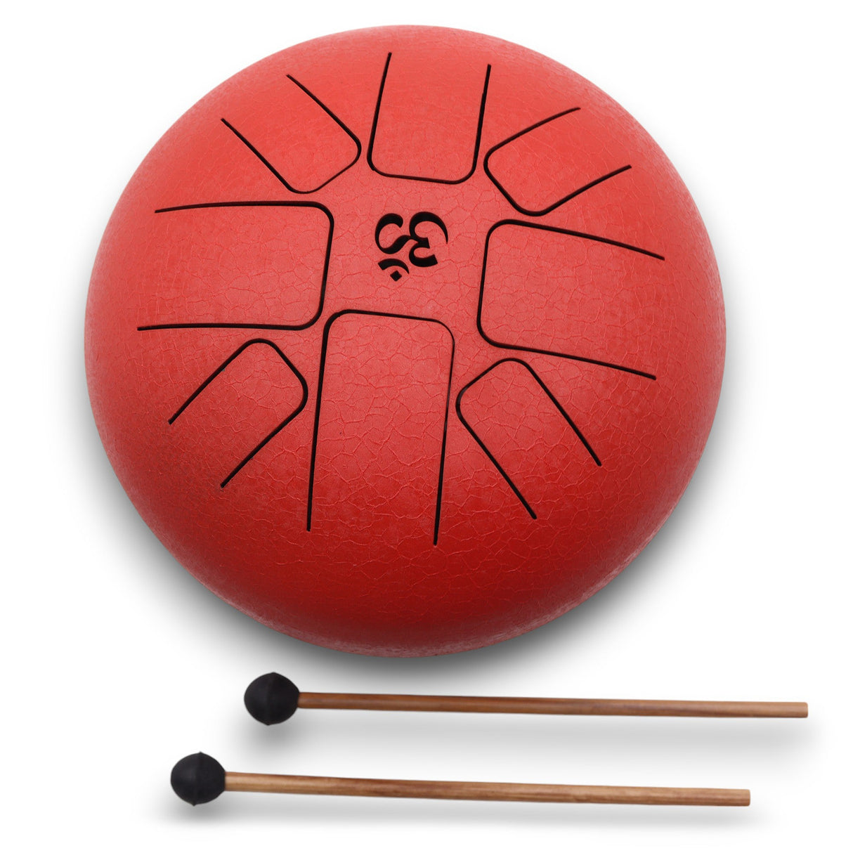 Med Hapi Drum Om Red - 22x16cm Steel Tongue Drum with Mallets - Textured Surface & Circular Tongue Design - SHAMTAM.COM