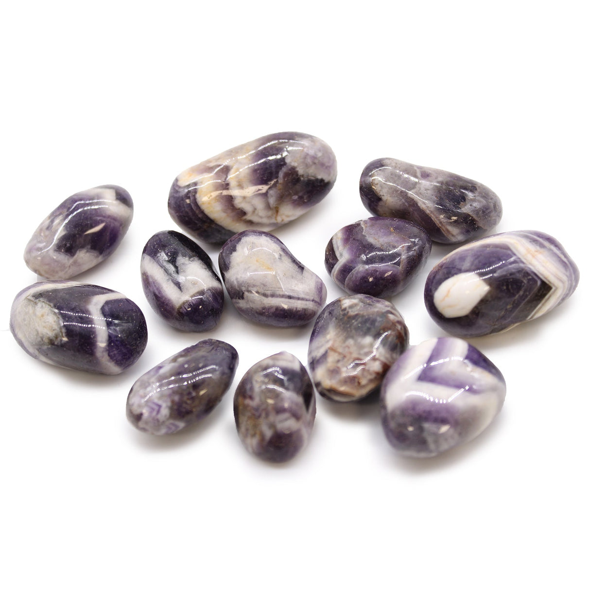 Amethyst Chevron Tumbled Stones African Gemstones - SHAMTAM.COM