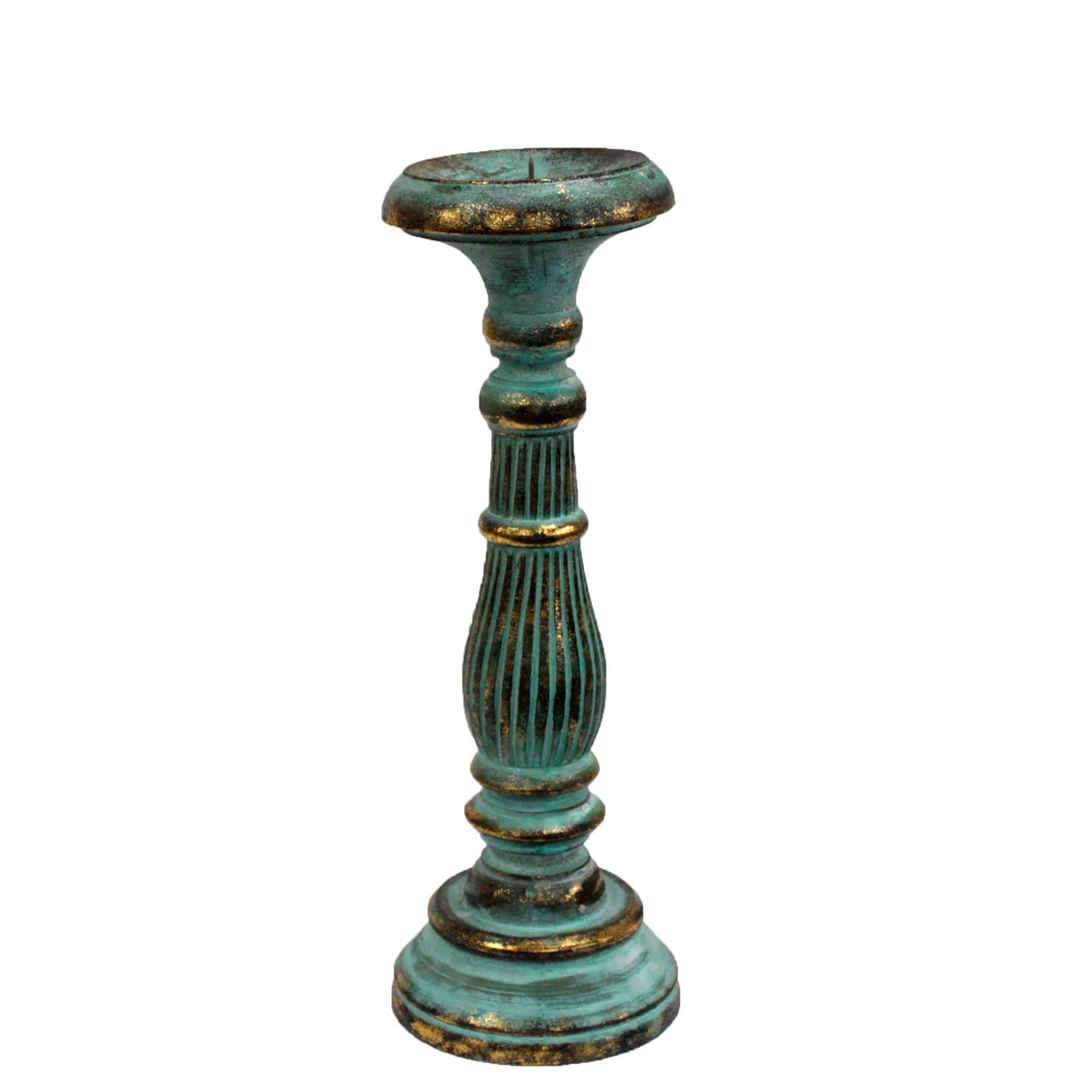 Medium Candle Stand - Turquois Gold - SHAMTAM.COM