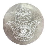 Selenite Charging Plate Hamsa 10cm - SHAMTAM.COM