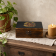 Medium Enamelled Box - Compass of Life — styled in a warm, naturally lit interior