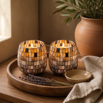 Medium Glass Jar Candles - Amber Mosaic